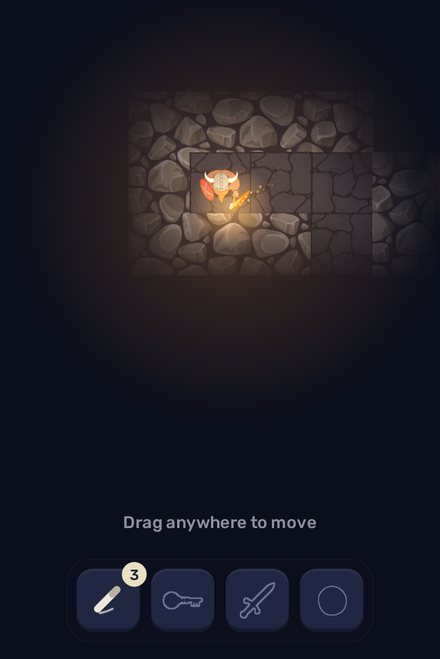Start of a level with the hint Drag anywhere to move above the inventory
