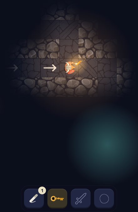 Chalk arrows on the floor, the key in the inventory and the cold glow of the exit nearby
