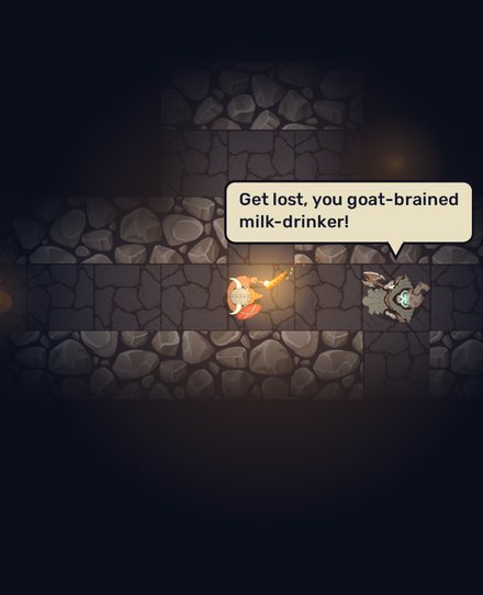 A draugr blocking the corridor: Get lost, you goat-brained milk-drinker!