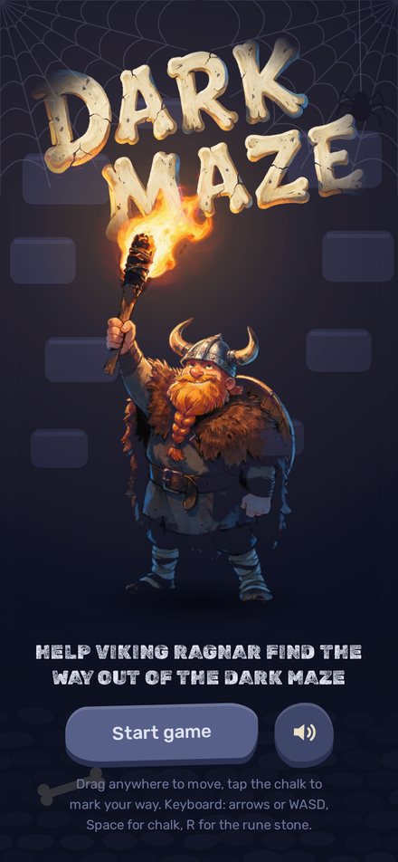 The Dark Maze title screen with Ragnar holding his torch